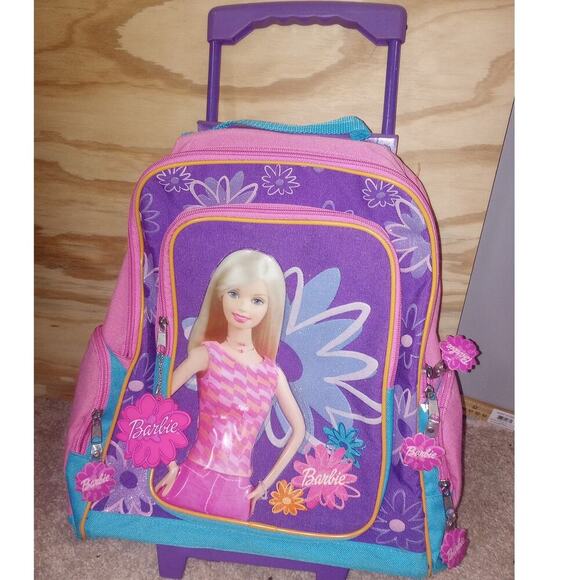 Vintage Mattel Barbie 2003 Rolling Backpack Suitcase - Picture 1 of 4